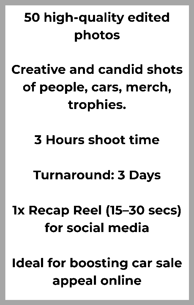 Autoclix Photography - Event Plus Package - Automotive Photography - Australia